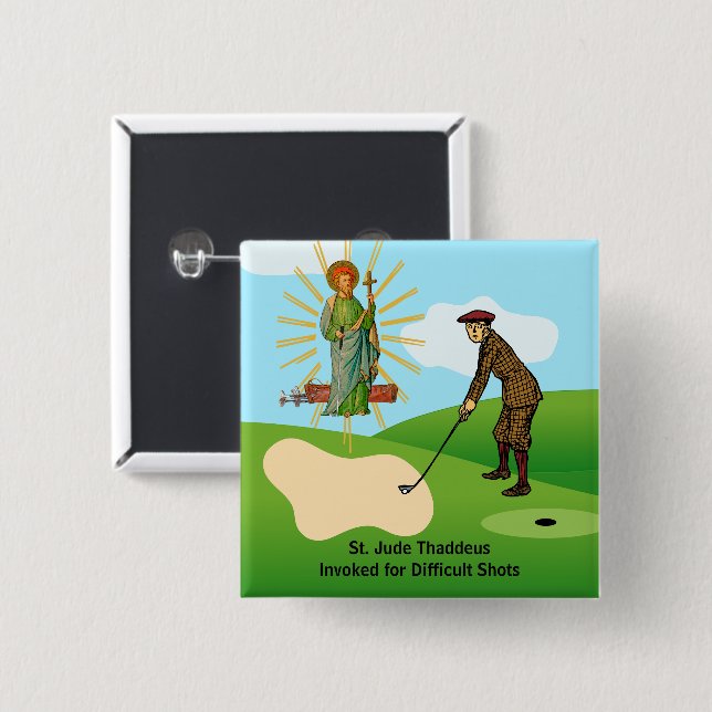 Chapa Cuadrada St. Jude Thaddeus y el Duffer golpeado por el páni (Anverso y reverso)