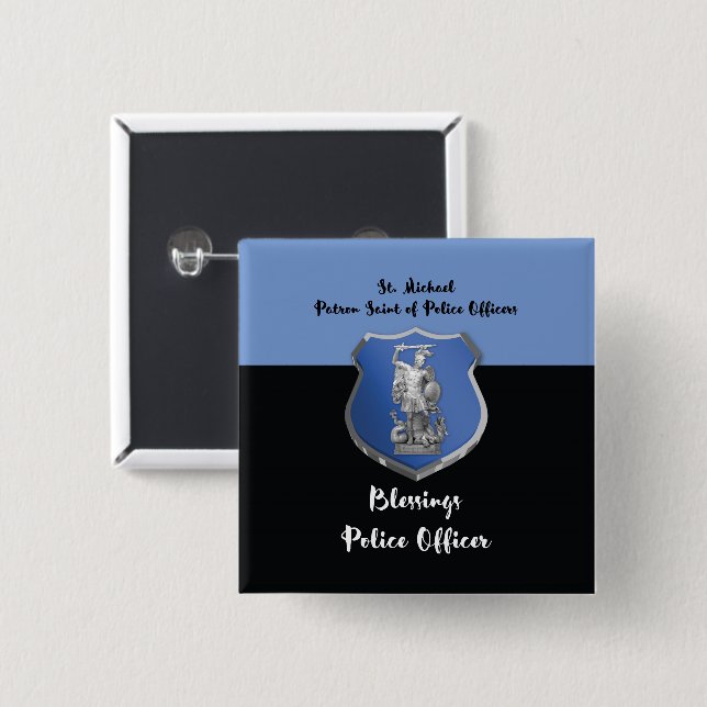 Chapa Cuadrada St. Michael Blessings para nuevo oficial de policí (Anverso y reverso)