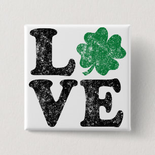 Chapa Cuadrada St Patrick's Day LOVE Shamrock Irish