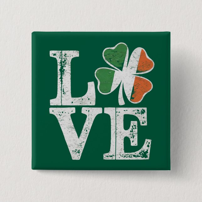 Chapa Cuadrada St Patrics Day Love Lucky Irish Shamrock Green (Anverso)