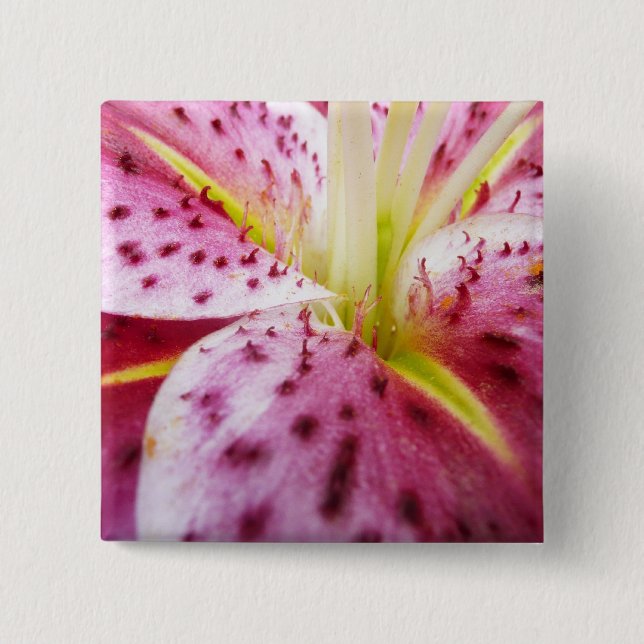 Chapa Cuadrada Stargazer Lily Bright Magenta Floral (Anverso)