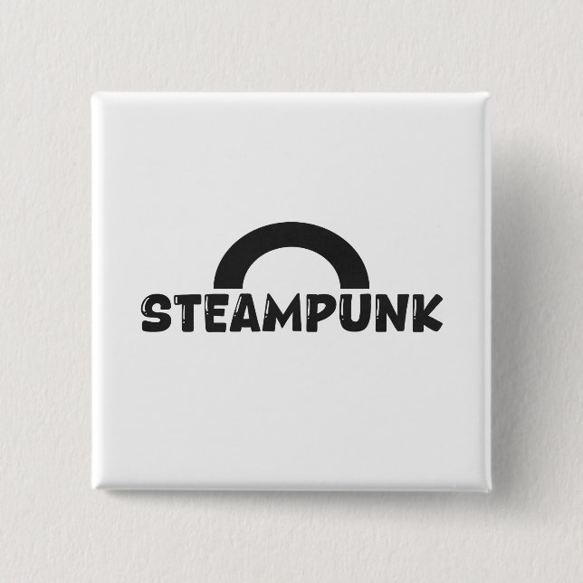 Chapa Cuadrada Steampunk Minimalist Design Button (Anverso)