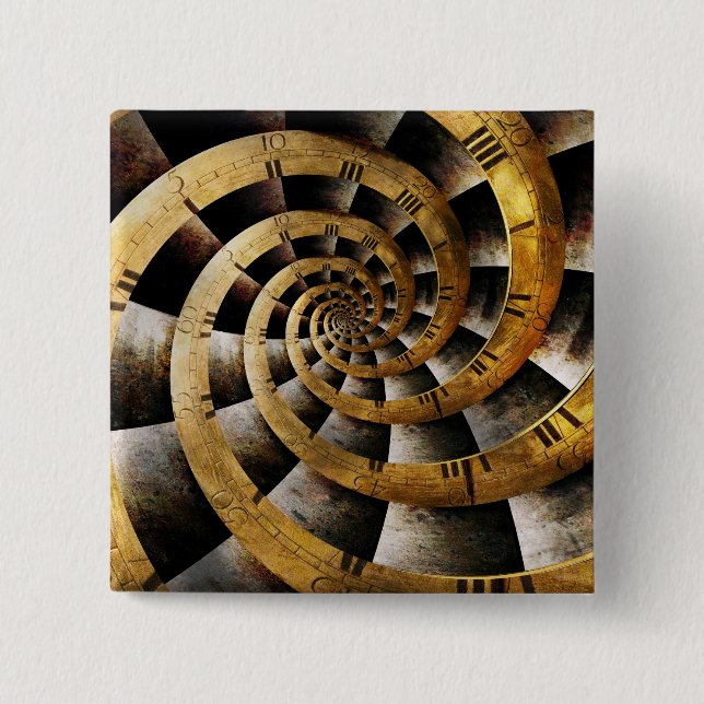 Chapa Cuadrada Steampunk - reloj - el flujo de tiempo (Anverso)