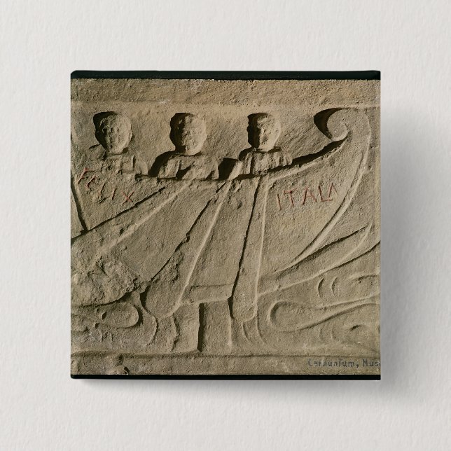 Chapa Cuadrada Stela que representa un barco de rowing 'Felix (Anverso)