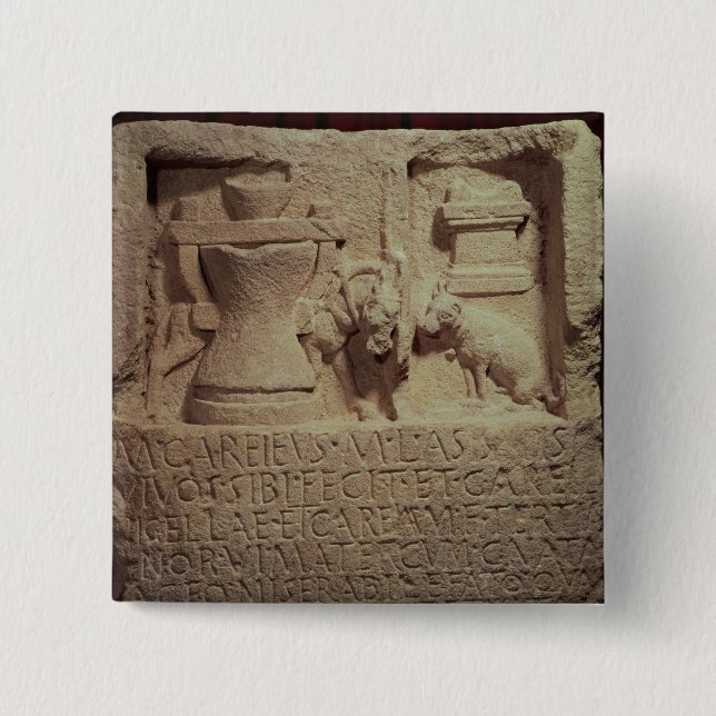 Chapa Cuadrada Stele del molinero Marco Careius Asisa (Anverso)
