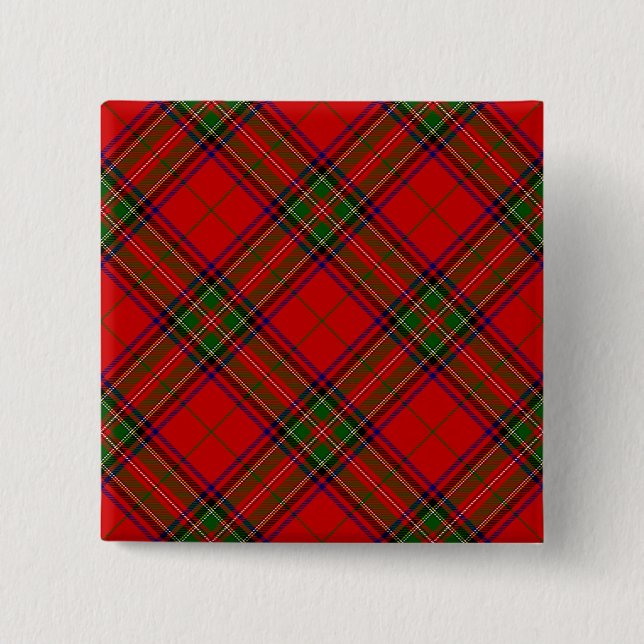 Chapa Cuadrada Stewart / Stuart tartan rojo platillo verde (Anverso)
