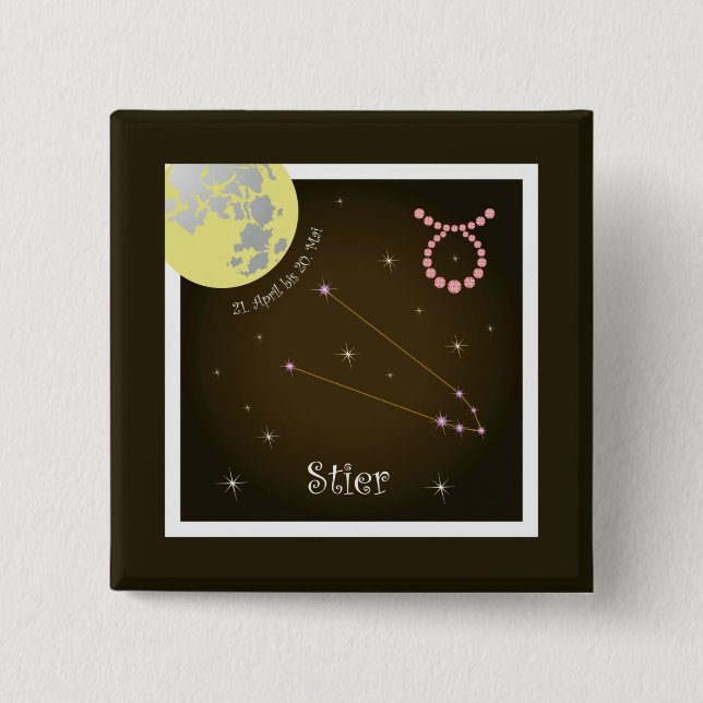 Chapa Cuadrada Stier 21. Abril bis 20. Botones Mai (Anverso)