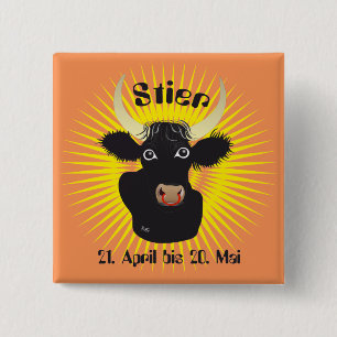 Chapa Cuadrada Stier 21. Abril bis 20. Botones Mai
