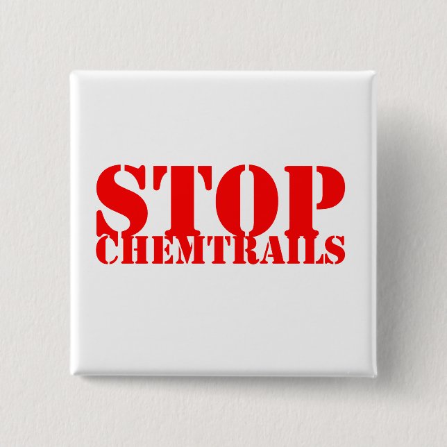 Chapa Cuadrada Stop Chemtrails - Botton Quadrado (Anverso)