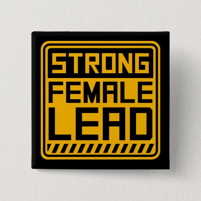 Chapa Cuadrada Strong Female Lead Feminist Empowerment Quote Logo (Anverso)