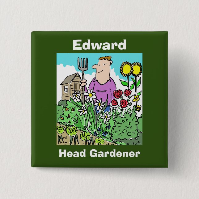 Chapa Cuadrada Su Elección de Nombre. Head Gardener (Anverso)