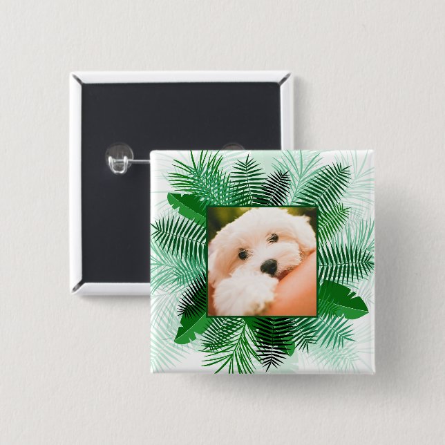 Chapa Cuadrada Su foto en los botones del personalizado de marco  (Anverso y reverso)