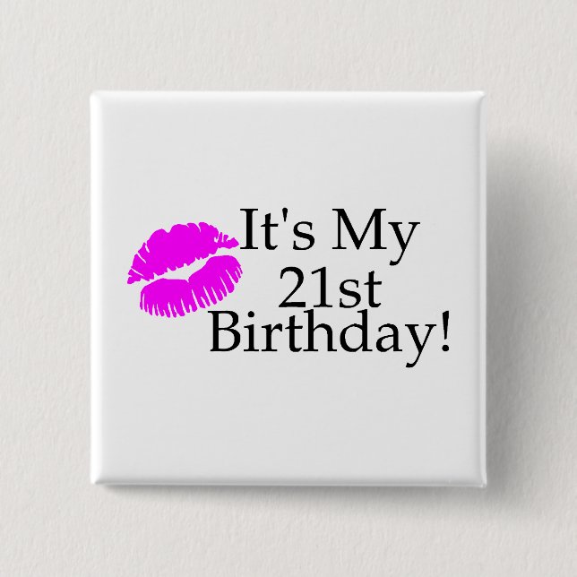 Chapa Cuadrada Su mi 21ro cumpleaños (beso) (Anverso)
