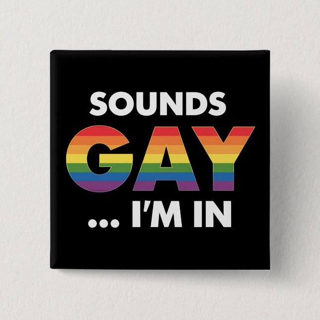 Chapa Cuadrada Suena Gay Orgullo LGBTQ Arcoíris (Anverso)