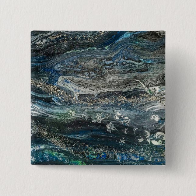 Chapa Cuadrada Sueños de la pintura abstracta del océano 20 (Anverso)