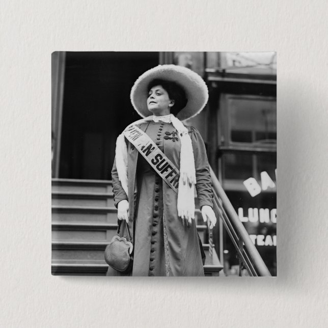 Chapa Cuadrada Sufragista con estilo, 1908 (Anverso)
