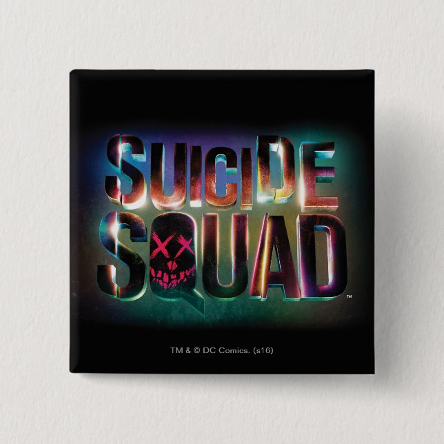 Chapa Cuadrada Suicide Squad | Colorful Glow Logo (Anverso)