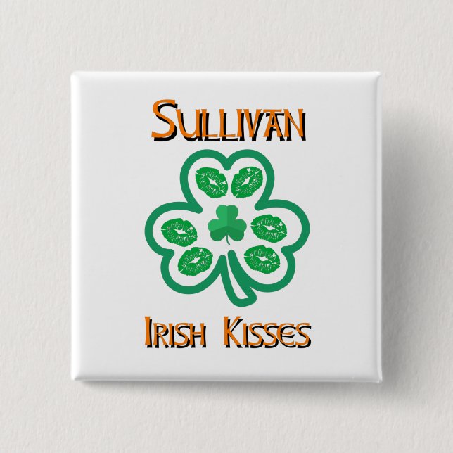 Chapa Cuadrada Sullivan Irish Kisses Button (Anverso)