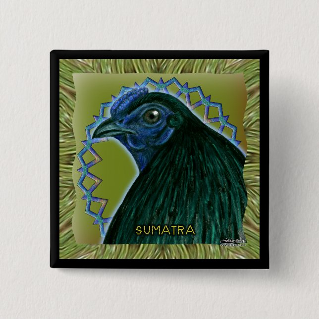 Chapa Cuadrada Sumatra Rooster Framed (Anverso)