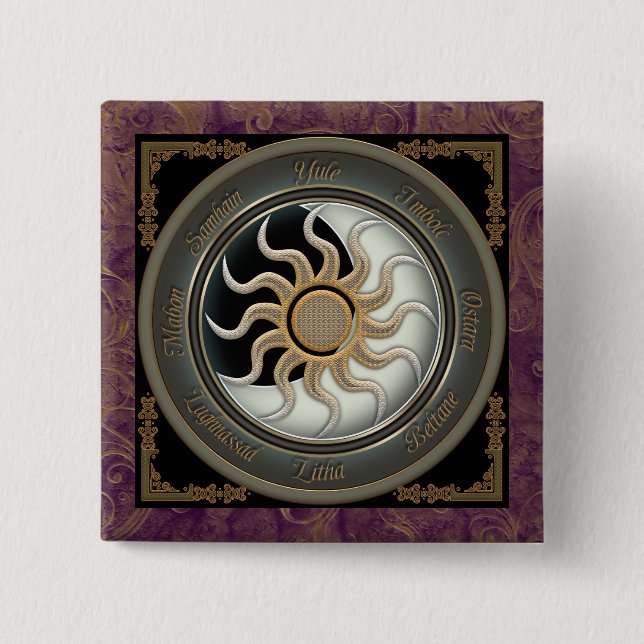 Chapa Cuadrada Sun y rueda del Pagan de la luna (Anverso)