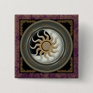 Chapa Cuadrada Sun y rueda del Pagan de la luna