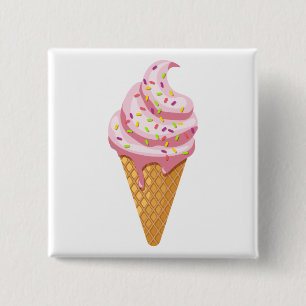 Chapa Cuadrada Sundae de fresa en cono de gofre con tope