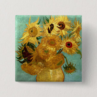 Chapa Cuadrada Sunflowers en un Bella Artes Vase Van Gogh
