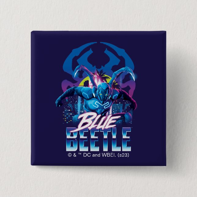 Chapa Cuadrada Sunset de Blue Beetle Retrowave City (Anverso)