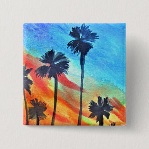Chapa Cuadrada Sunset Palm Tree beach surf art