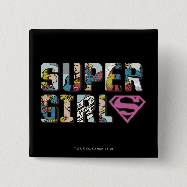Chapa Cuadrada Supergirl Comic Logo (Anverso)