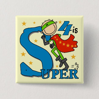 Chapa Cuadrada Superhéroe Boy 4 camisetas y regalos de cumpleaños