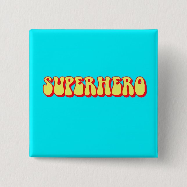 Chapa Cuadrada Superhéroe retro (Anverso)