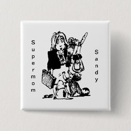 Chapa Cuadrada Supermamá Nombre personalizado Día de la madre