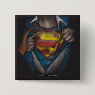 Chapa Cuadrada Superman  Esbozo para revelar el pecho coloreado