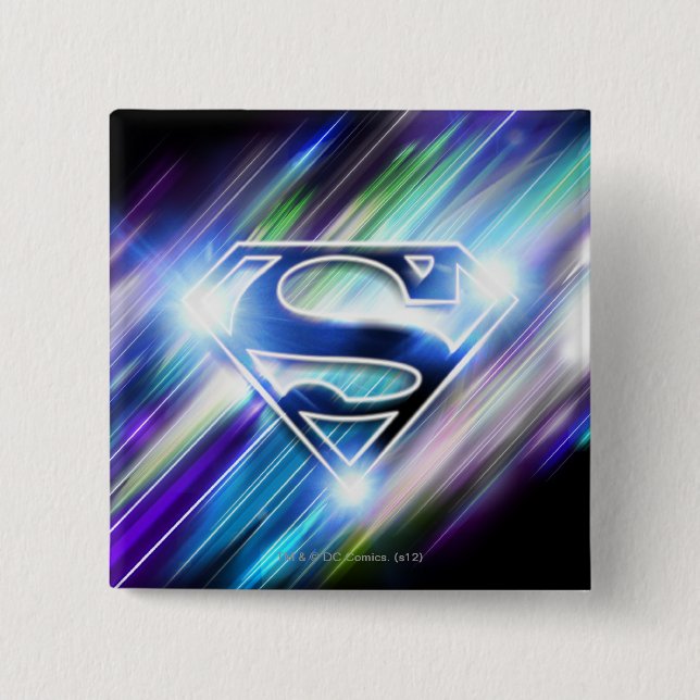 Chapa Cuadrada Superman Stylized | Logo de Burst Azul brillante (Anverso)