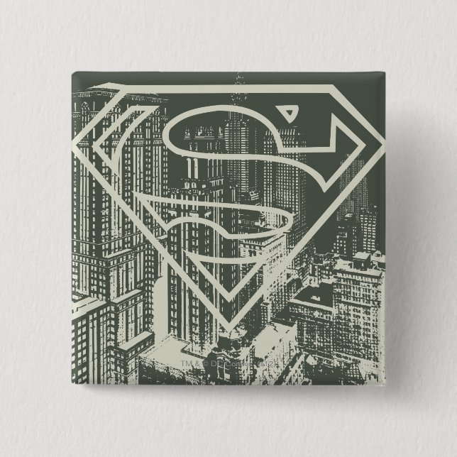 Chapa Cuadrada Superman Stylized | Logo de Green Metropolis (Anverso)