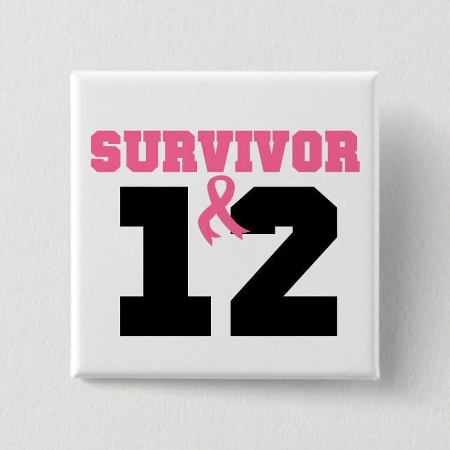 Chapa Cuadrada Superviviente del cáncer de mama 12 años (Anverso)
