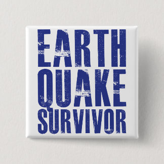 Chapa Cuadrada Superviviente del terremoto - azul