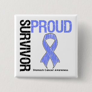 Chapa Cuadrada Superviviente orgulloso - cáncer de estómago