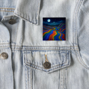 Chapa Cuadrada Surreal Dreamscape Moonlight Rainbow Land