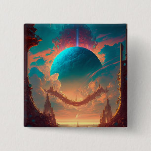 Chapa Cuadrada Surreal Towers Planet Visionario Paisaje