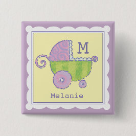 Chapa Cuadrada Sweet Dreams Baby Carriage Lavender Monogrammed