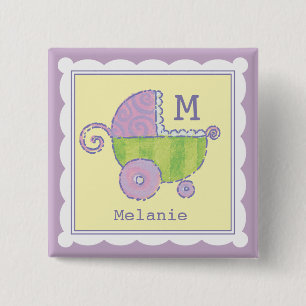 Chapa Cuadrada Sweet Dreams Baby Carriage Lavender Monogrammed