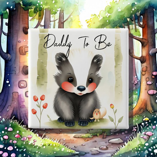 Chapa Cuadrada Sweet Woodland Skunk Daddy To Be Baby Shower (Subido por el creador)