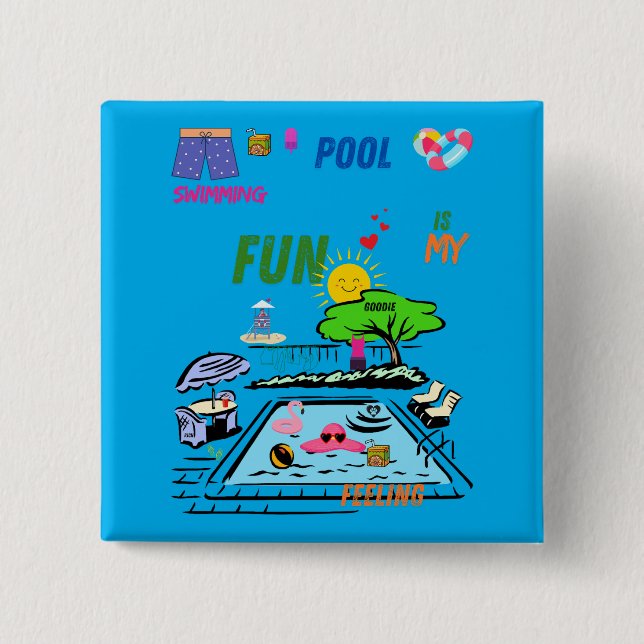 Chapa Cuadrada Swimming Pool Fun (Anverso)