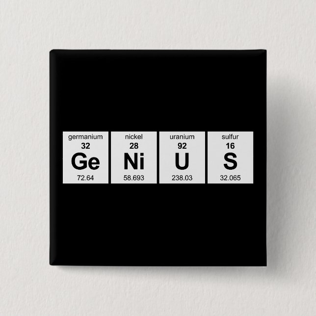 Chapa Cuadrada Tabla periódica de GeNiUS (Anverso)