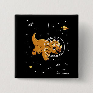 Chapa Cuadrada Tan Triceratops Dinos En El Espacio
