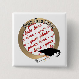 Chapa Cuadrada Tapa de graduación con marco dorado