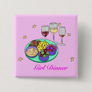 Chapa Cuadrada Tarjeta de cena Chica rosa
