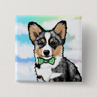 Chapa Cuadrada Tarjeta de nota de KiniArt Merle Corgi